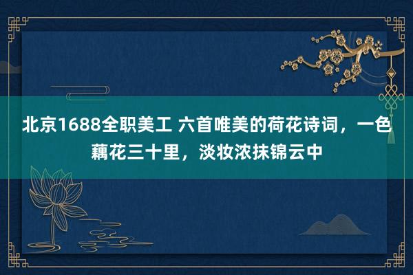 北京1688全职美工 六首唯美的荷花诗词，一色藕花三十里，淡妆浓抹锦云中